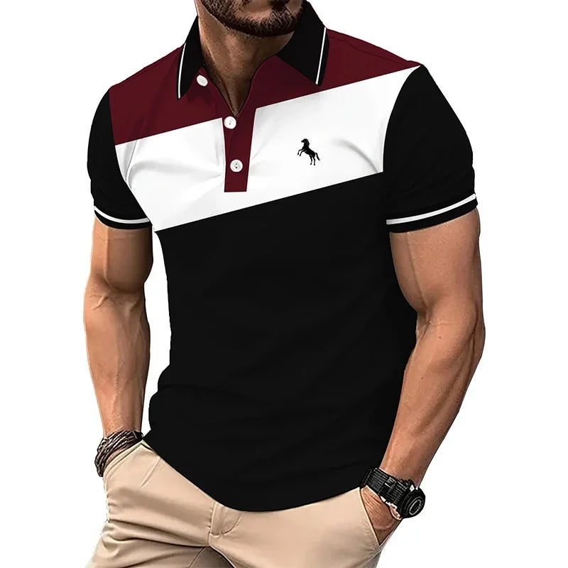 Spell Color Button Polo Shirt