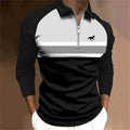 Spring Autumn Men Long Sleeve Casual Turn-down Polo Shirt