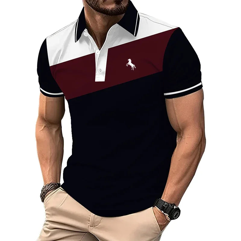 Spell Color Button Polo Shirt