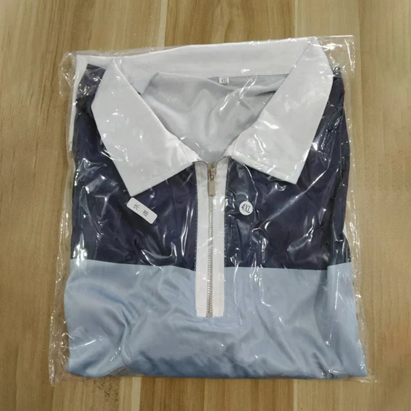 Stripe Zipper Polo Shirt