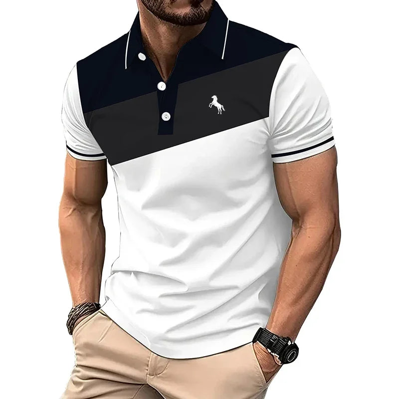 Spell Color Button Polo Shirt