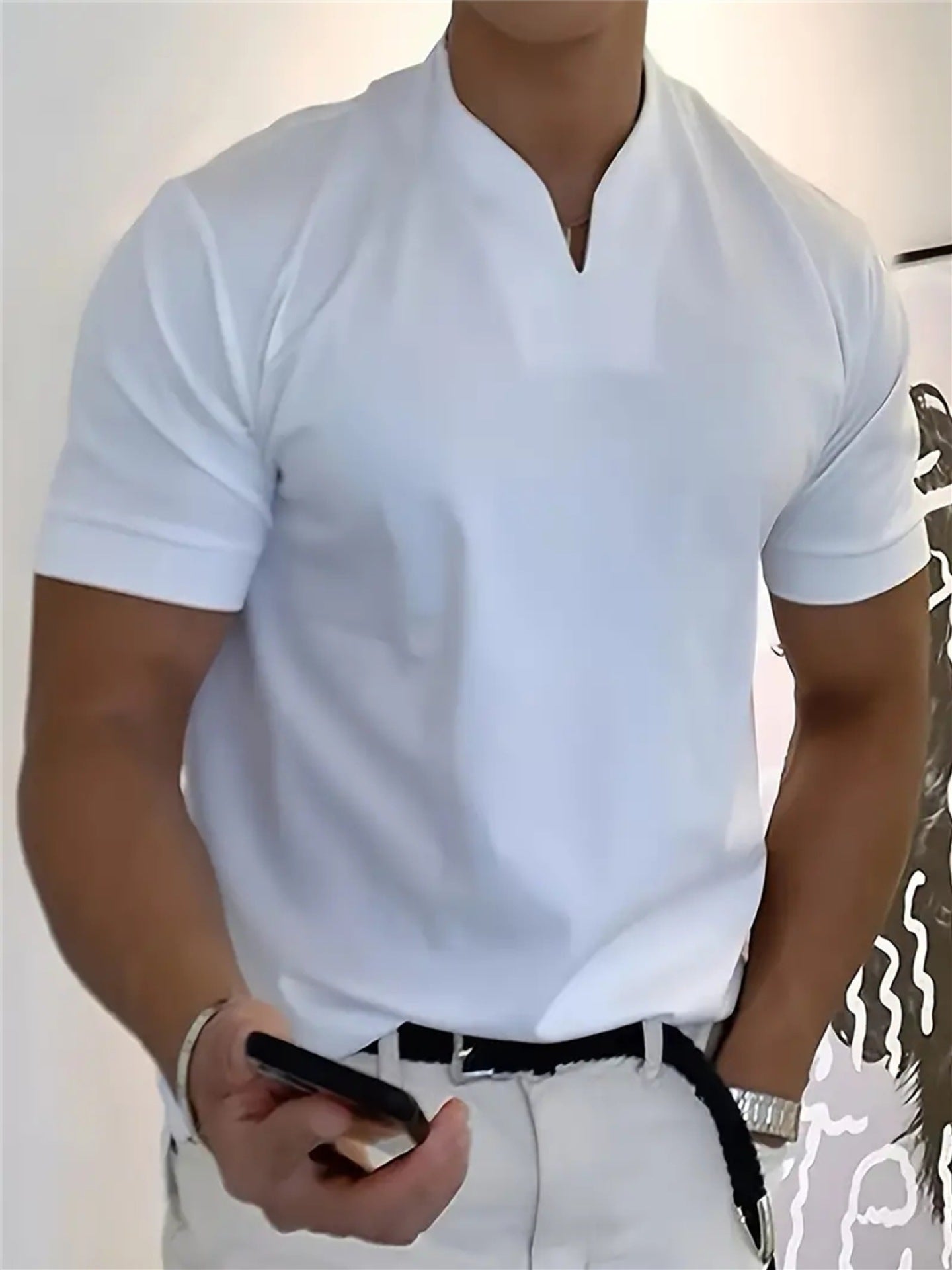 Men's Cotton Blend V-Neck T-Shirt
