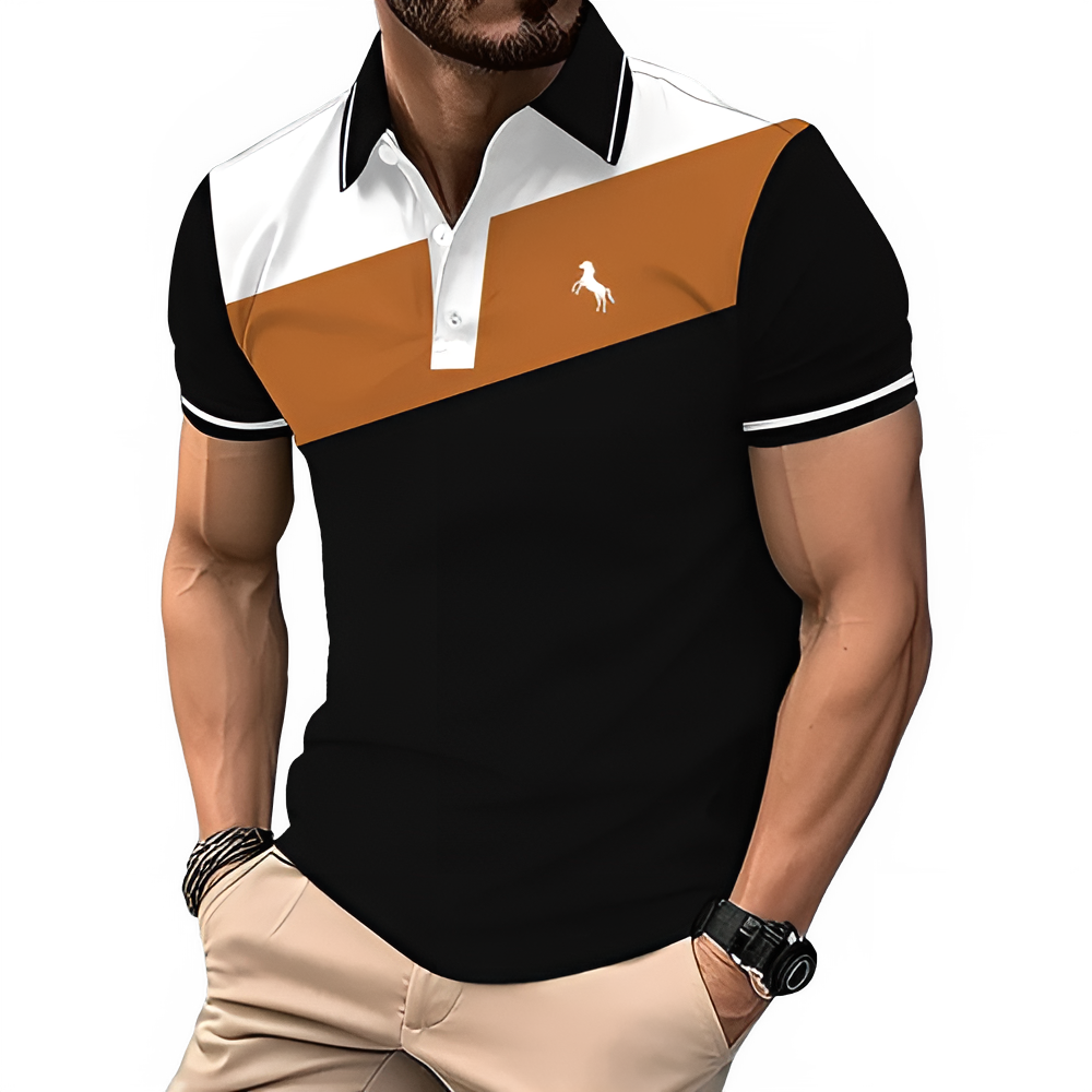 Spell Color Button Polo Shirt